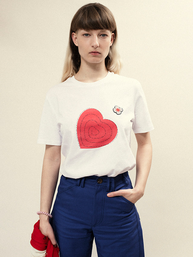 T-shirt blanc et rouge Mon Coeur